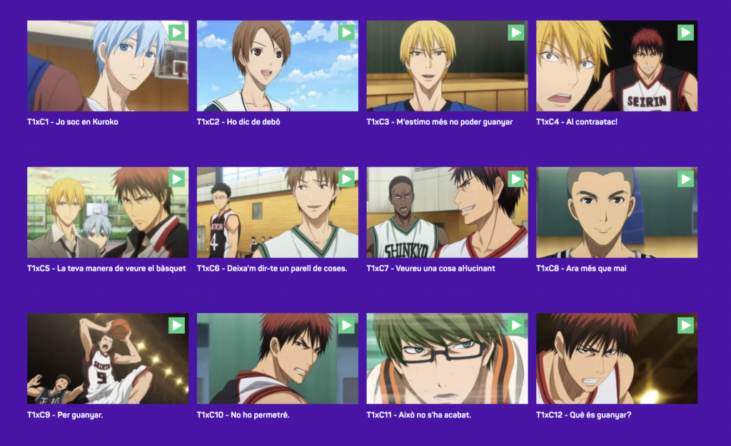 Els 12 primers capítols de la primera temporada de Kuroko i el bàsquet